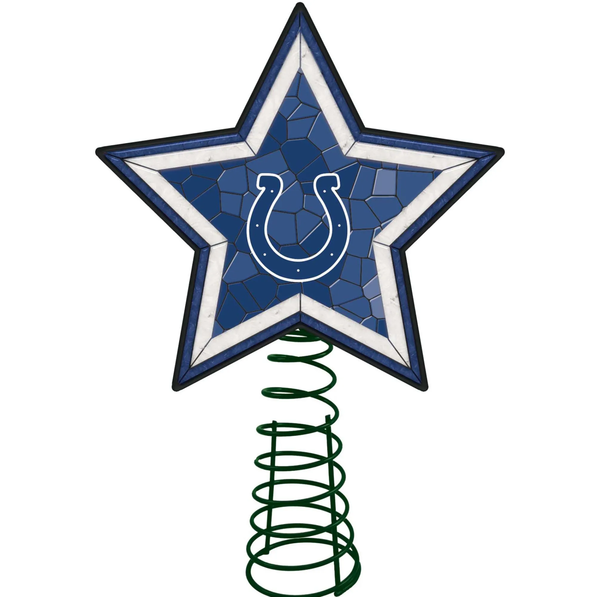 The Memory Company Stars-10" Lighted Blue And White Star Nfl Indianapolis Colts Mosaic Christmas Tree Topper