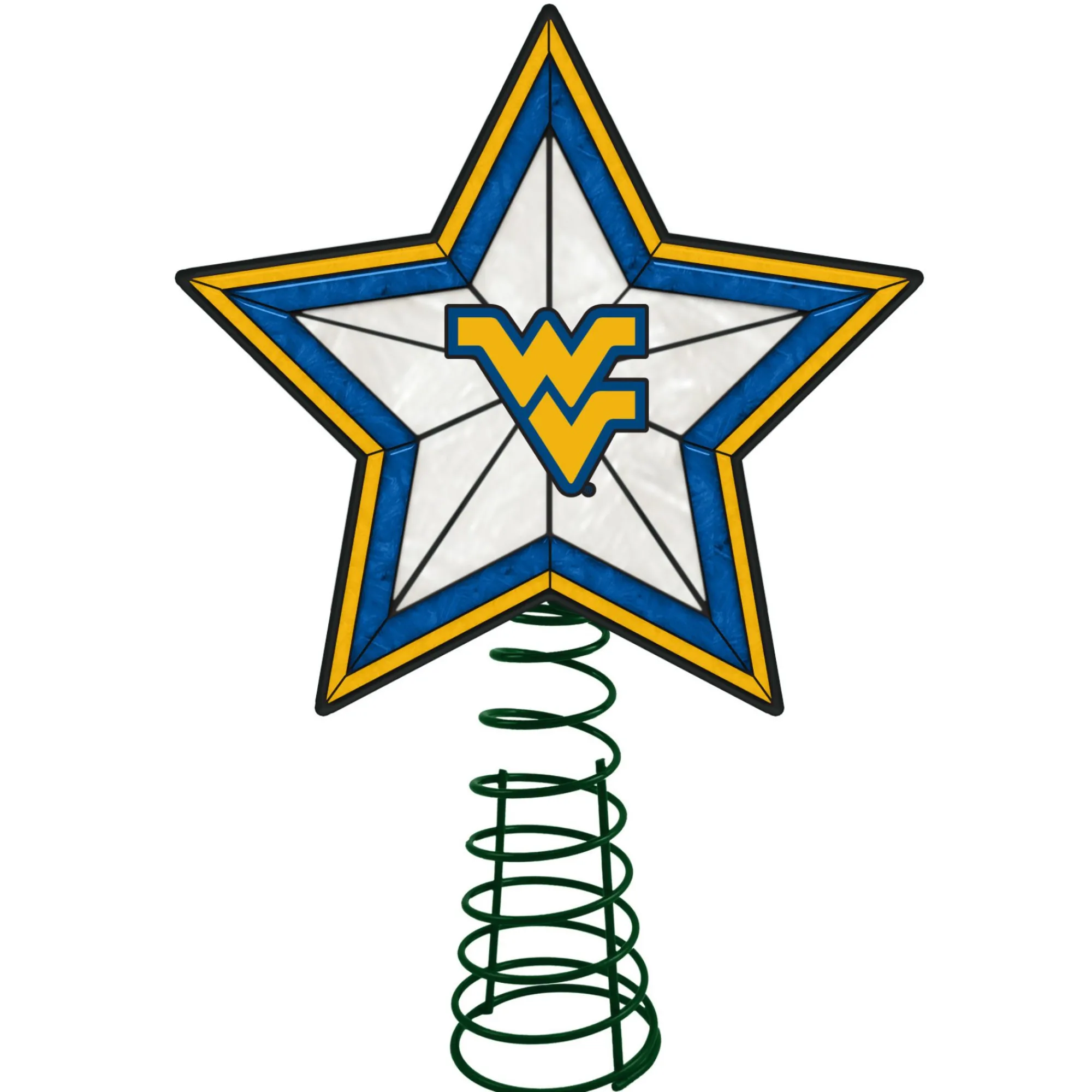 The Memory Company Stars-10" Lighted Blue And Yellow Star Ncaa West Virginia Mountaineers Christmas Tree Topper