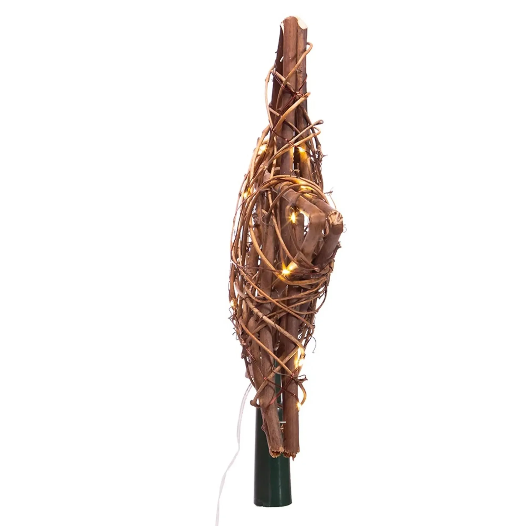 KSA Stars-11.5" Lighted Brown Star Christmas Tree Topper, Warm White Lights