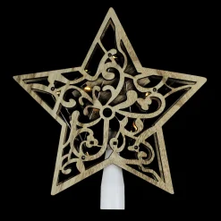 Northlight Stars-10" Lighted Brown Star With Cut-Out Design Christmas Tree Topper - Clear Lights