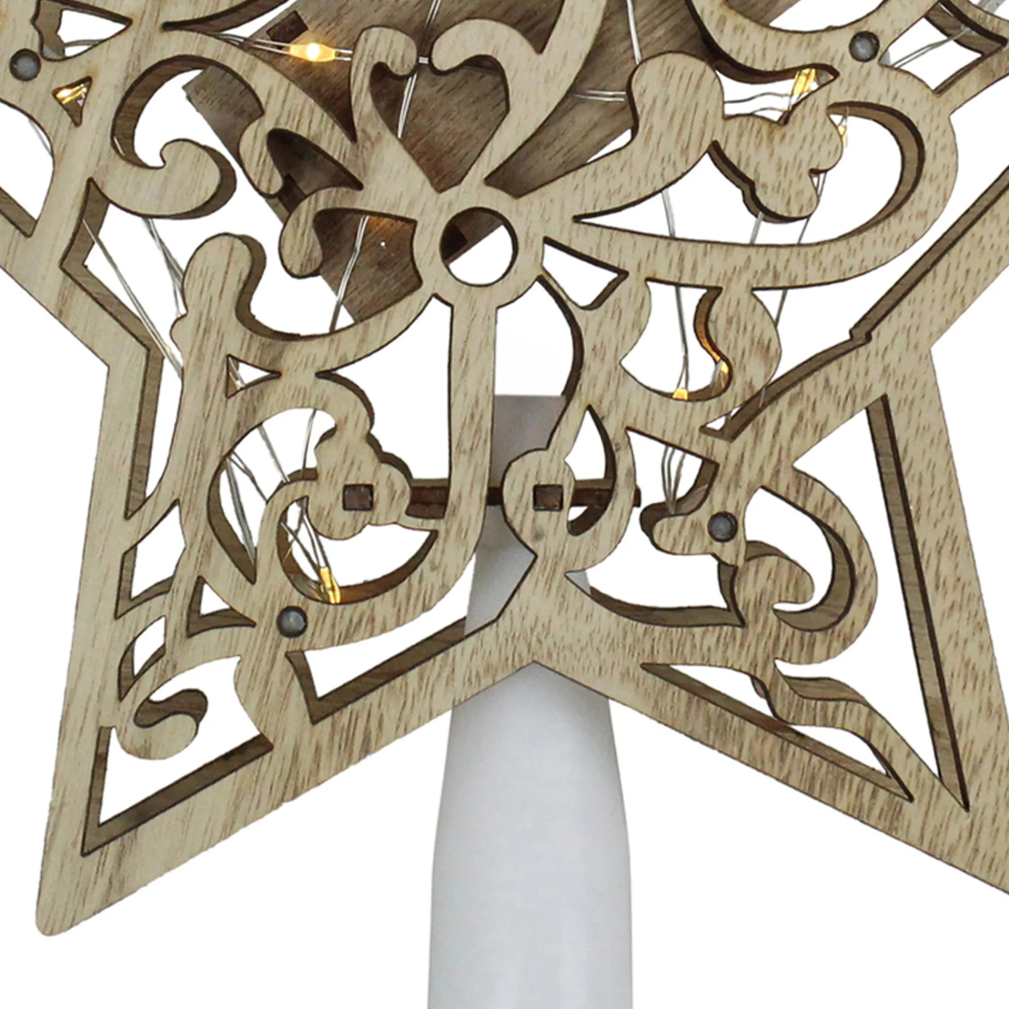Northlight Stars-10" Lighted Brown Star With Cut-Out Design Christmas Tree Topper - Clear Lights