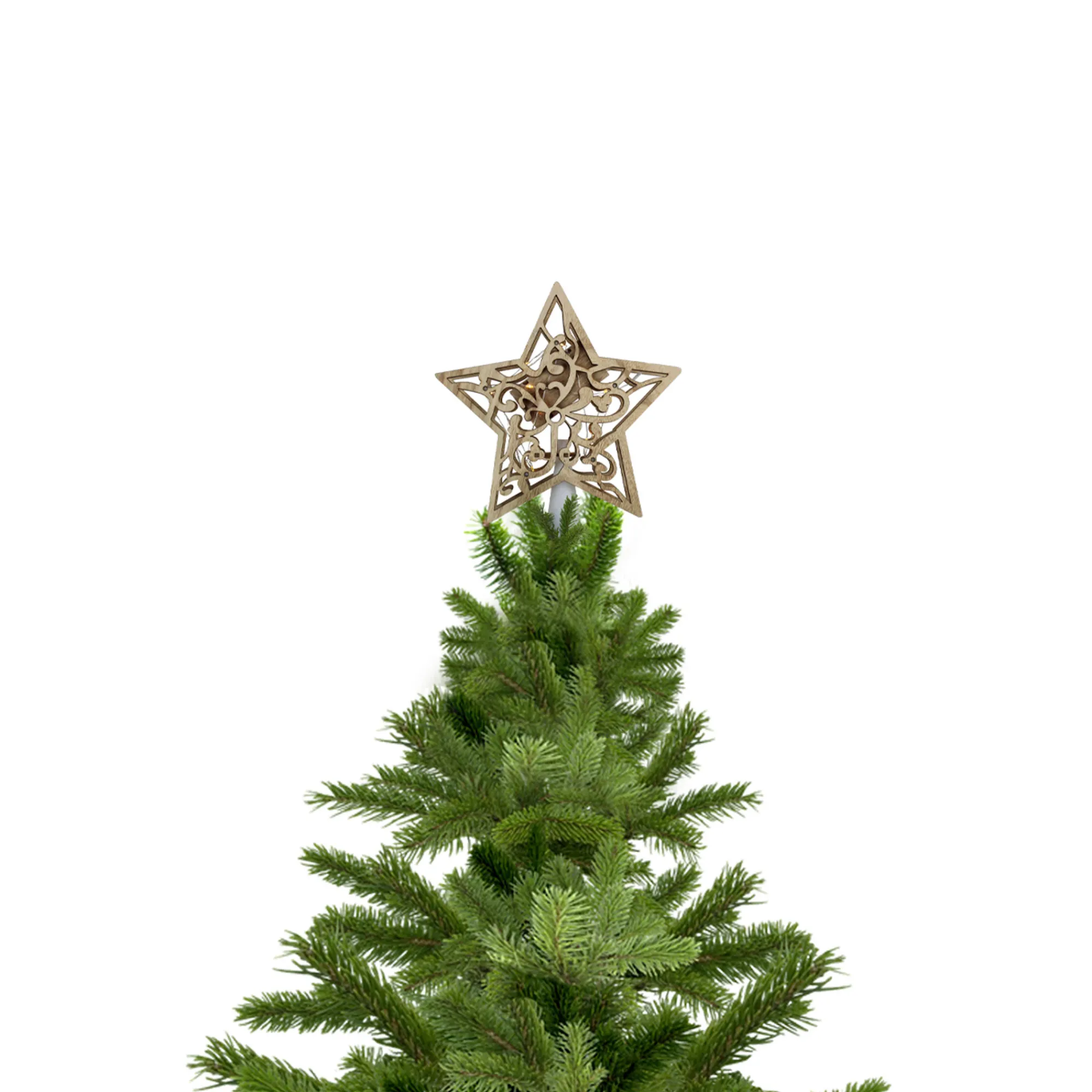 Northlight Stars-10" Lighted Brown Star With Cut-Out Design Christmas Tree Topper - Clear Lights