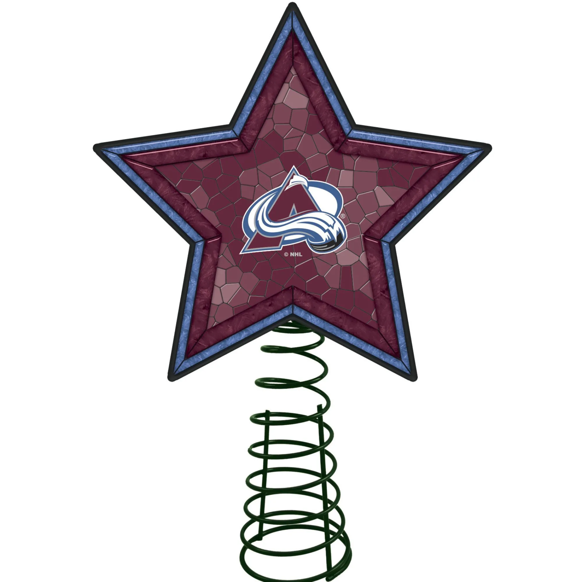 The Memory Company Stars-10" Lighted Burgundy Purple And Blue Mosaic Style Star Nhl Colorado Avalanche Christmas Tree Topper