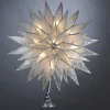 KSA Stars-9" Lighted Capiz Glittered Starburst Christmas Tree Topper - Clear Lights