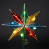 KSA Stars-15" Lighted Capiz Poinsettia Star Christmas Tree Topper - Clear Lights