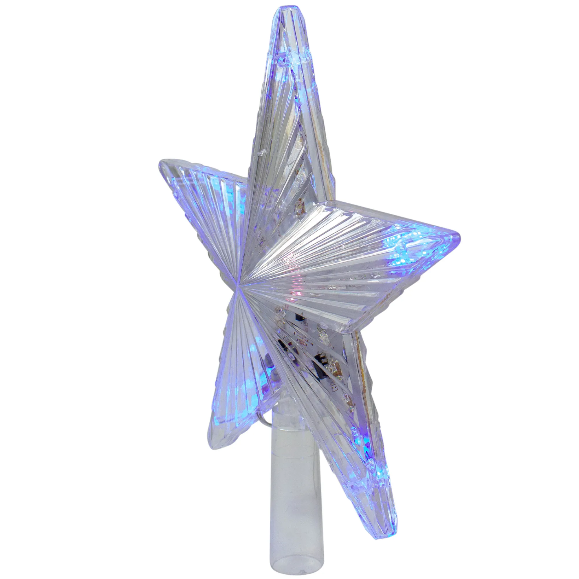 Hofert Stars-9.5" Lighted Clear 5 Point Star Christmas Tree Topper - Multicolor Led Lights