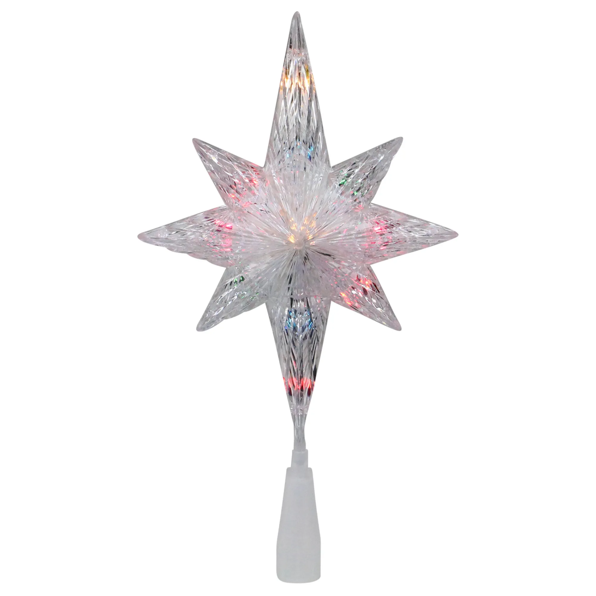 Northlight Stars-11" Lighted Clear 8 Point Star Of Bethlehem Christmas Tree Topper - Multicolor Lights