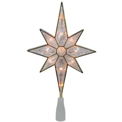 Northlight Stars-11" Lighted Clear Bethlehem Star With Gold Trim Christmas Tree Topper