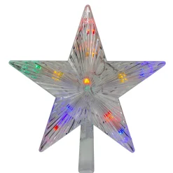 Hofert Stars-9.5" Lighted Clear Constant Wide Angle 5 Point Star Christmas Tree Topper - Multicolor Led Lights