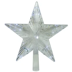 Hofert Stars-9.5" Lighted Clear Mini 5 Point Star Christmas Tree Topper - Clear Led Lights