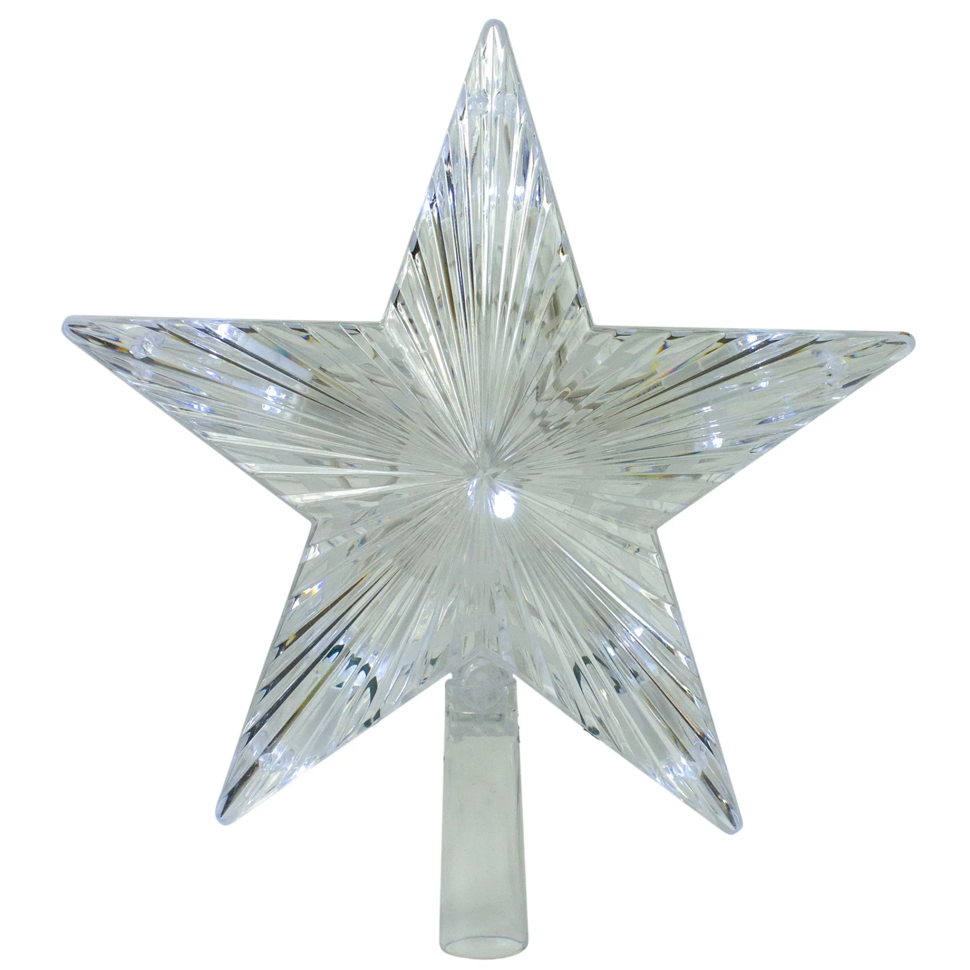 Hofert Stars-9.5" Lighted Clear Mini 5 Point Star Christmas Tree Topper - Clear Led Lights
