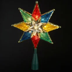 KSA Stars-8" Lighted Clear 8-Point Star Christmas Tree Topper - Multi Lights