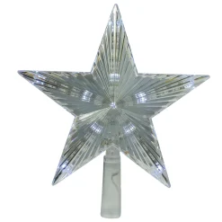 Hofert Stars-9.5" Lighted Clear Twinkling 5-Point Star Christmas Tree Topper - Clear White Led Lights