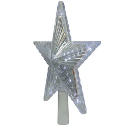 Hofert Stars-9.5" Lighted Clear Twinkling 5-Point Star Christmas Tree Topper - Clear White Led Lights