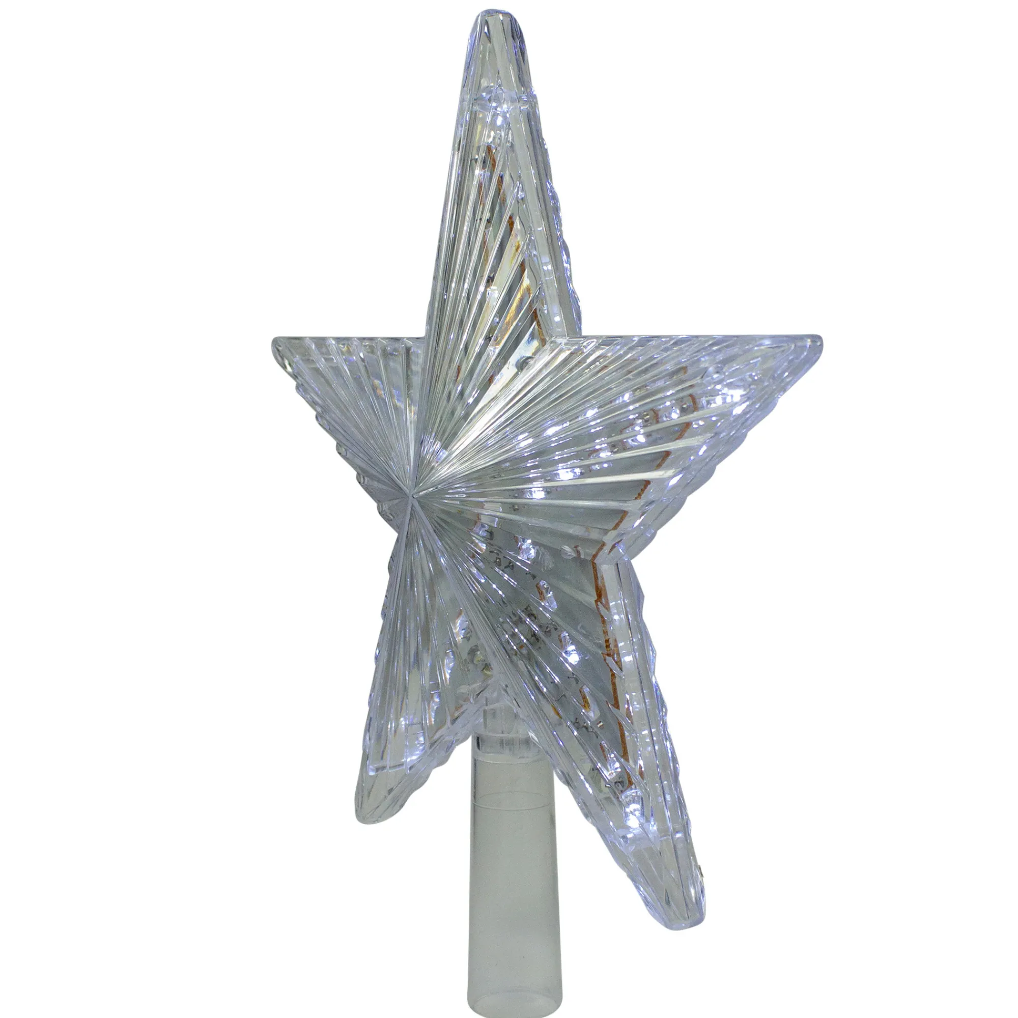 Hofert Stars-9.5" Lighted Clear Twinkling 5-Point Star Christmas Tree Topper - Clear White Led Lights