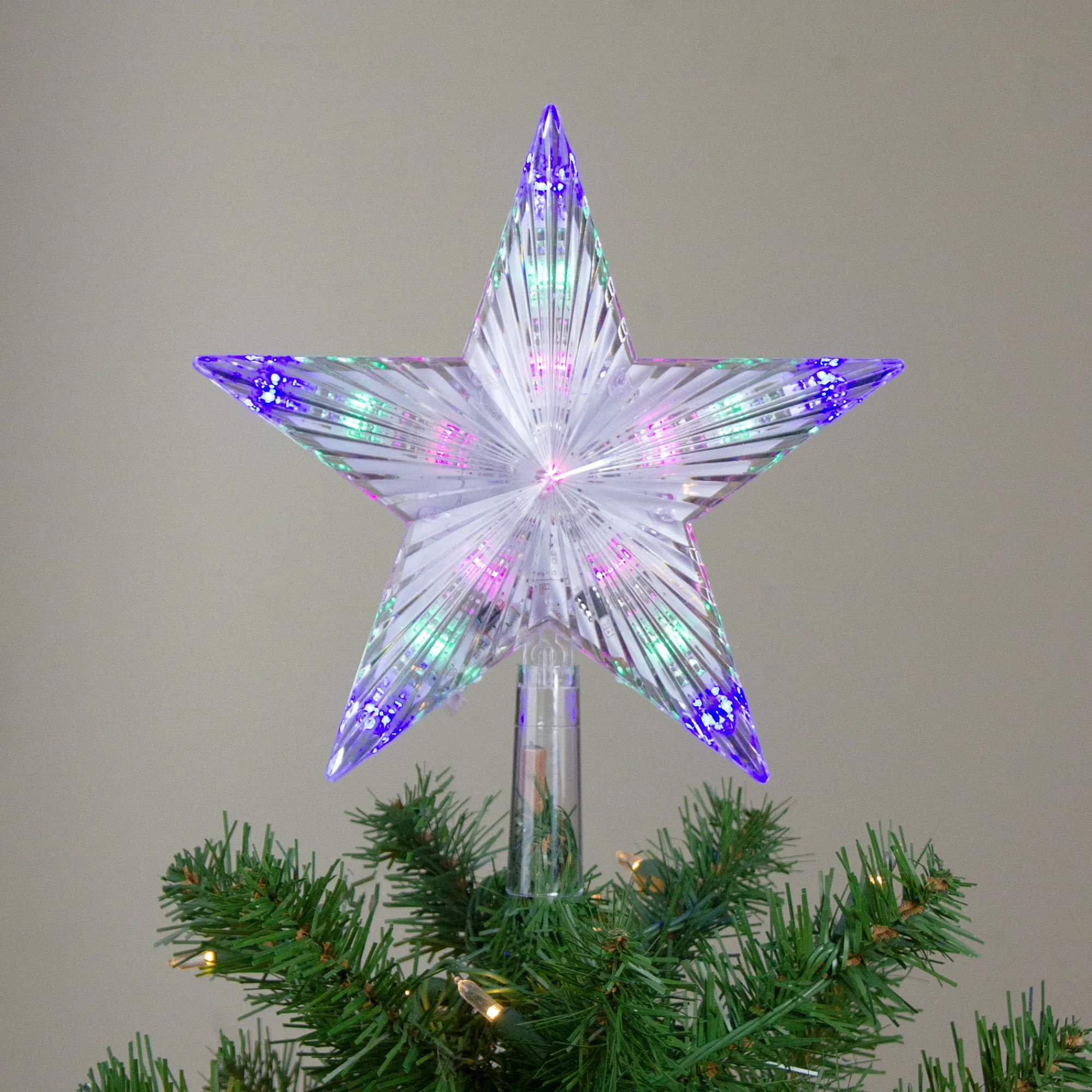 Hofert Stars-9.5" Lighted Color Changing 5 Point Star Tree Topper - White And Blue Led Lights