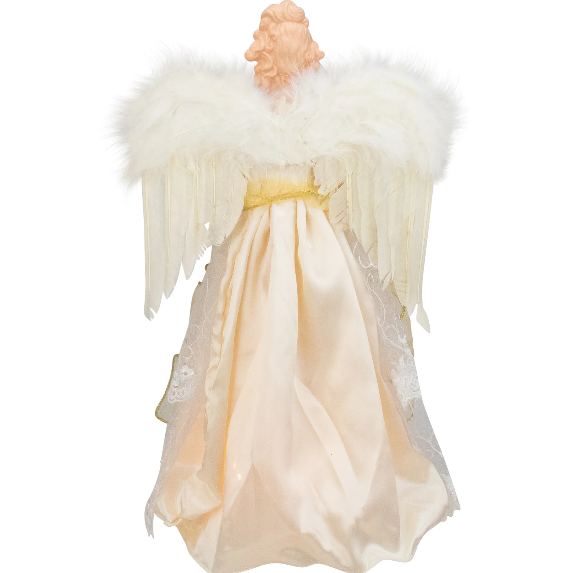 Kurt Adler Angels-16.5" Lighted Cream And Gold Angel Christmas Tree Topper - Clear Lights
