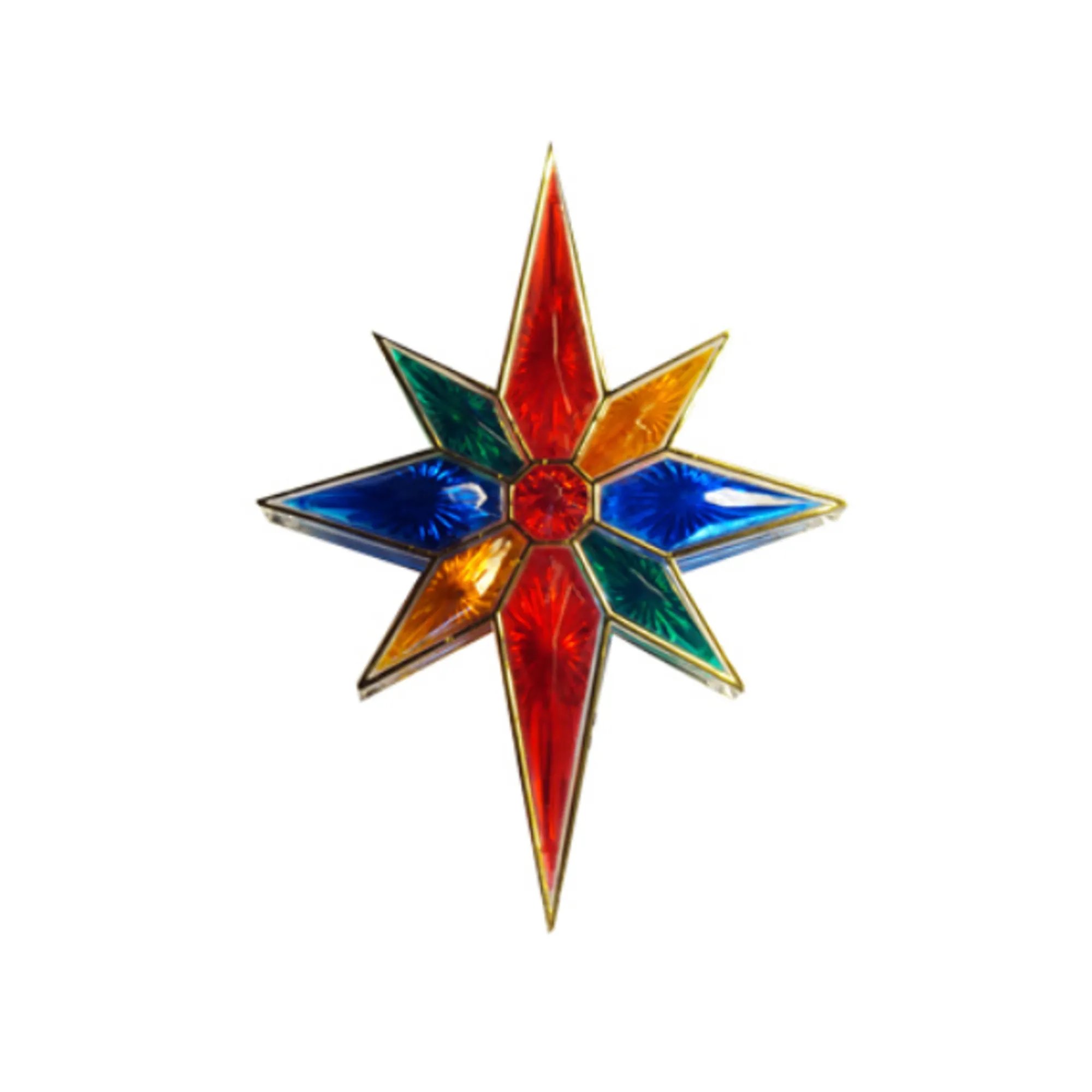 Sienna Stars-11" Lighted Faceted Bethlehem Star Christmas Tree Topper, Clear Lights
