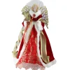 Northlight Angels-16" Lighted Fiber Optic Angel In Garnet Red Coat With Harp Christmas Tree Topper