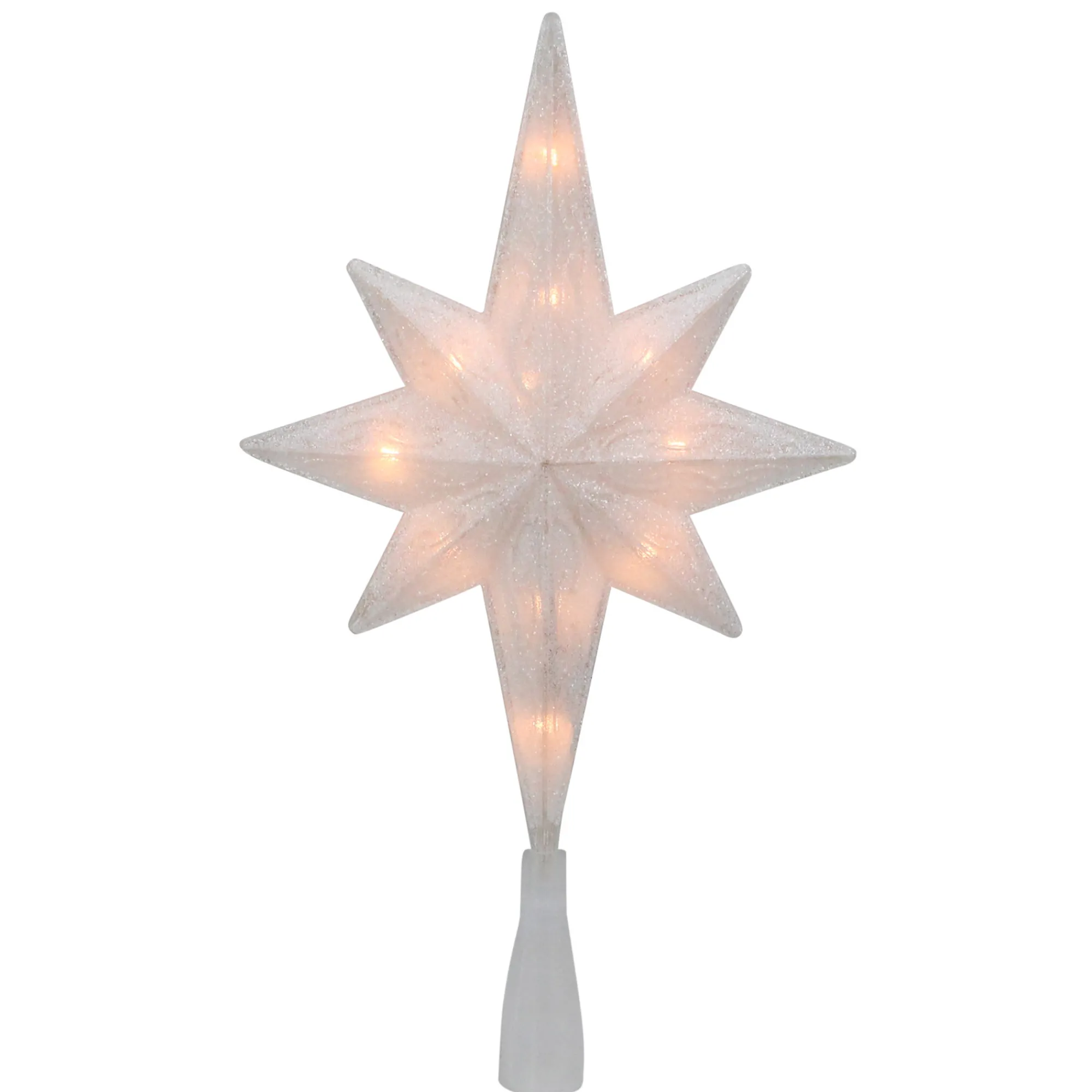 Northlight Stars-11" Lighted Frosted Clear And Rose Gold Bethlehem Star Christmas Tree Topper - Clear Lights