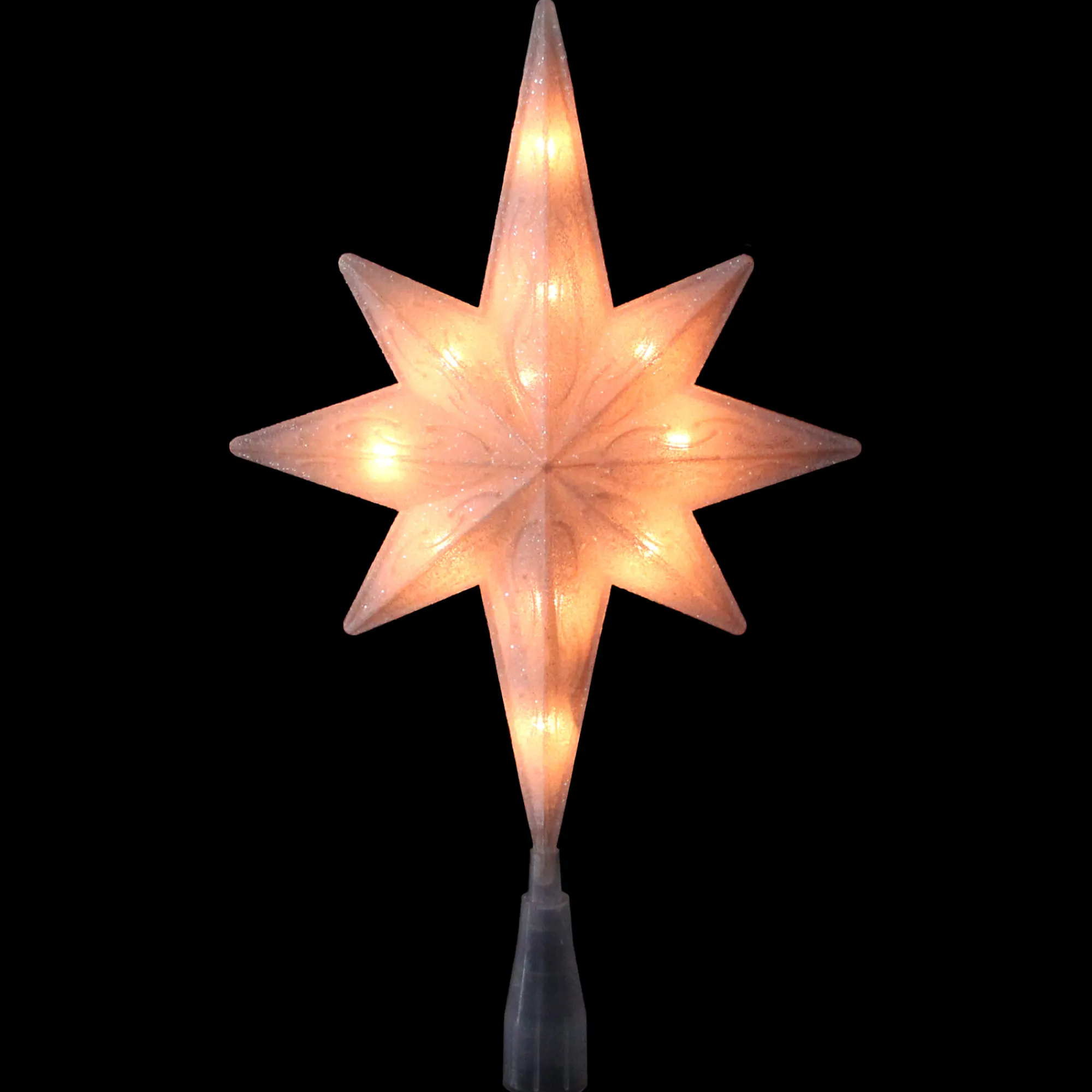 Northlight Stars-11" Lighted Frosted Clear And Rose Gold Bethlehem Star Christmas Tree Topper - Clear Lights