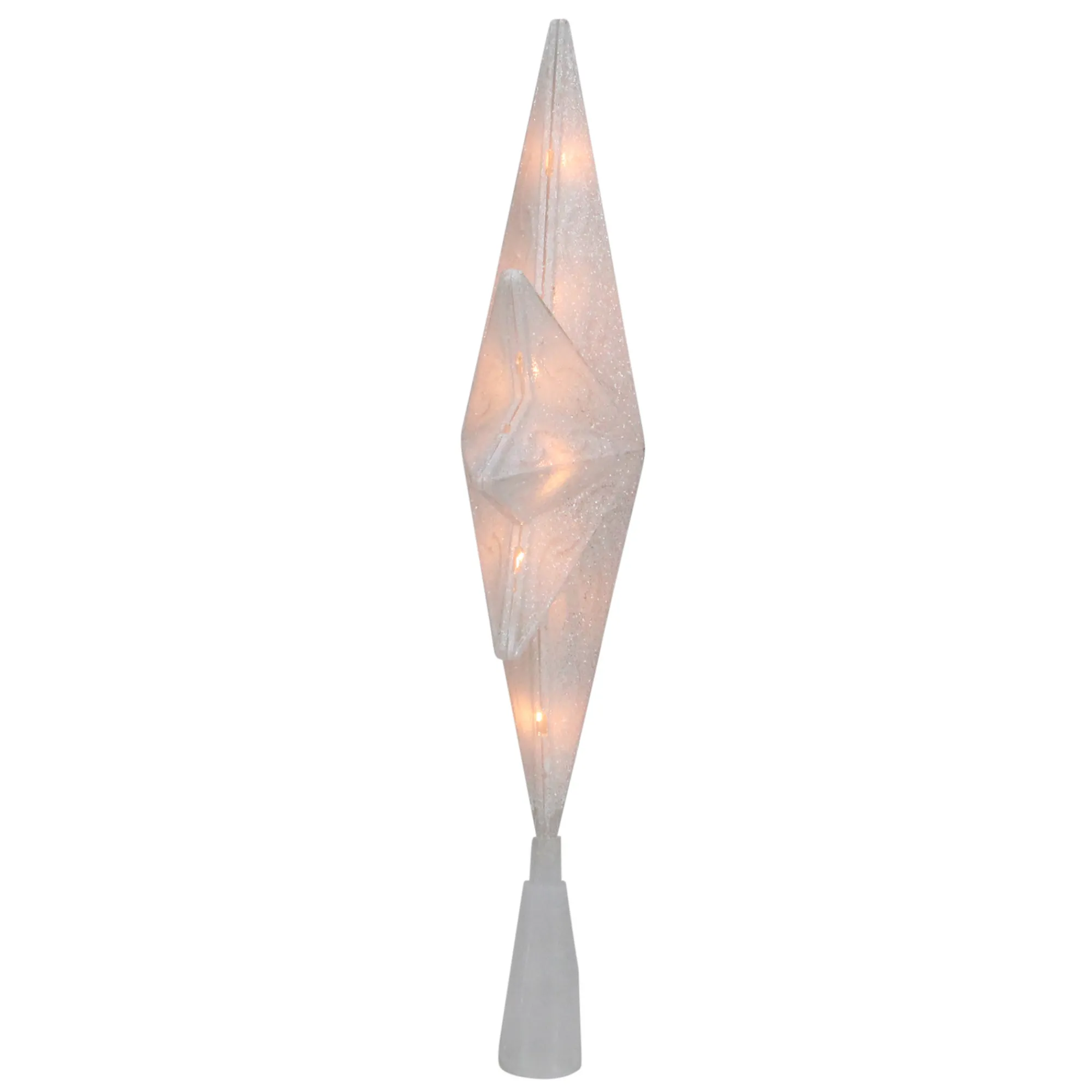 Northlight Stars-11" Lighted Frosted Clear And Rose Gold Bethlehem Star Christmas Tree Topper - Clear Lights