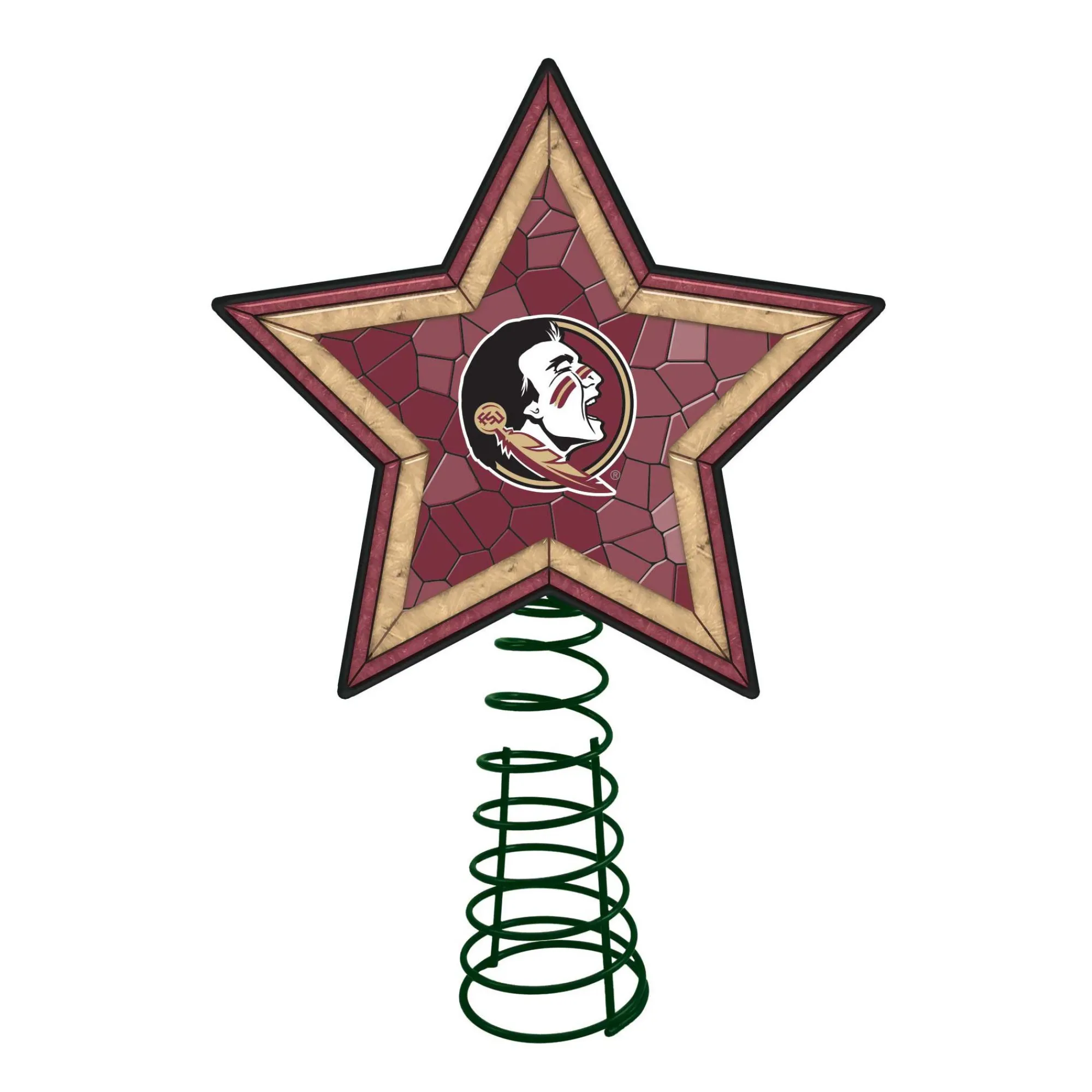 The Memory Company Stars-10" Lighted Gold And Black Star Ncaa Florida State Seminoles Christmas Tree Topper