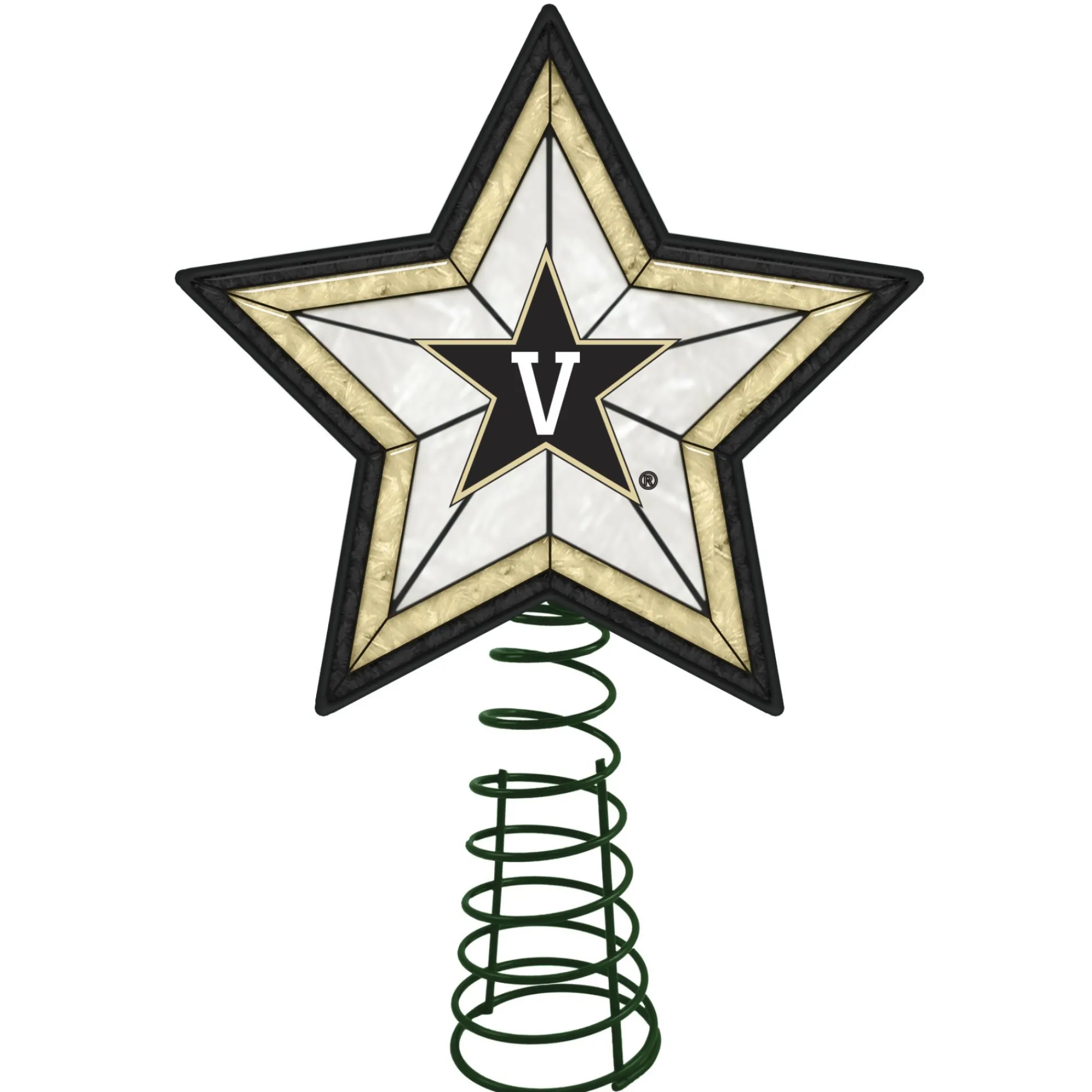 The Memory Company Stars-10" Lighted Gold And Black Star Ncaa Vanderbilt Commodores Christmas Tree Topper