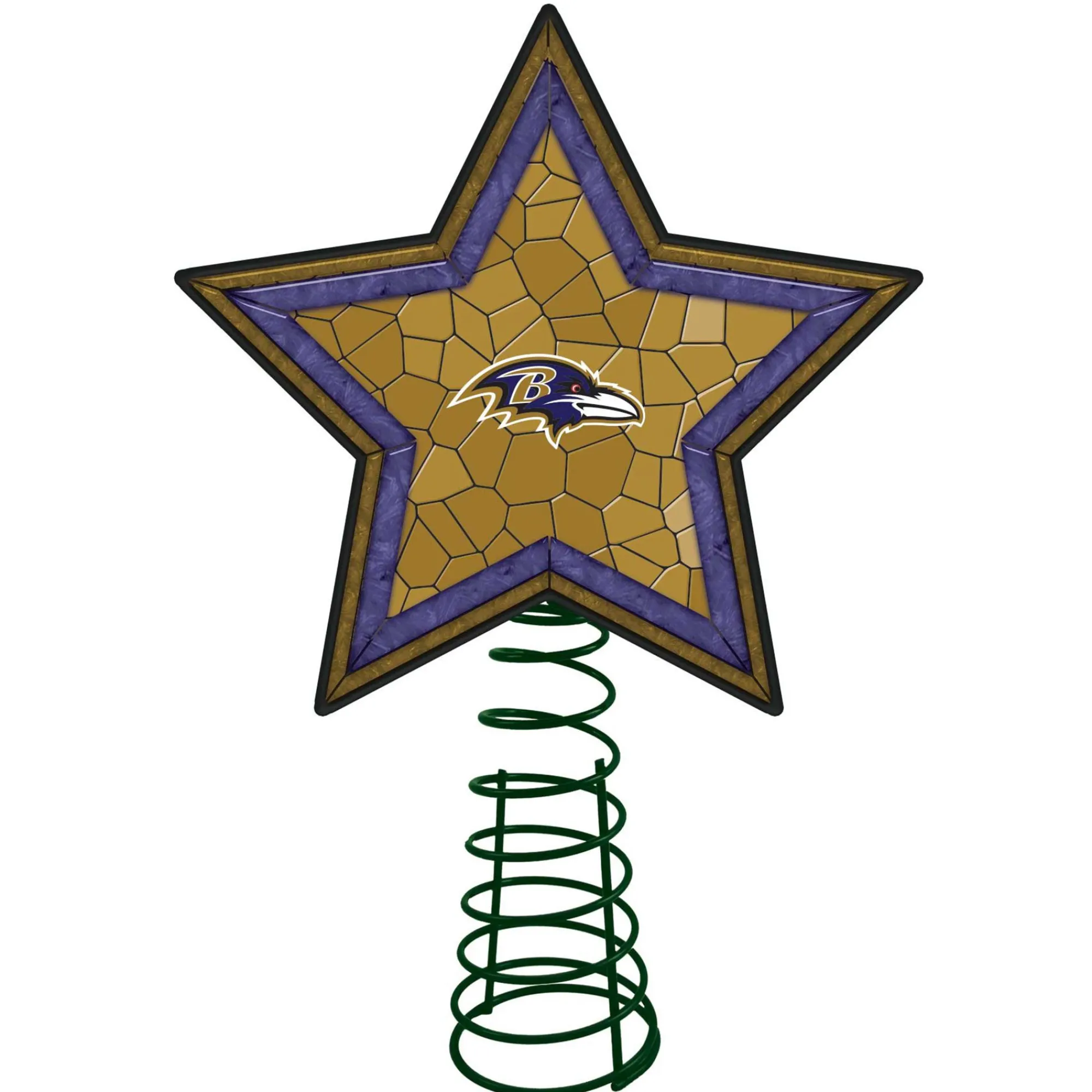 The Memory Company Stars-10" Lighted Gold And Blue Star Nfl Baltimore Ravens Mosaic Christmas Tree Topper
