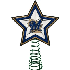The Memory Company Stars-10" Lighted Gold And Blue Star Mlb Milwaukee Brewers Christmas Tree Topper