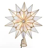 KSA Stars-9.75" Lighted Gold And Clear Star Christmas Tree Topper, Clear Lights