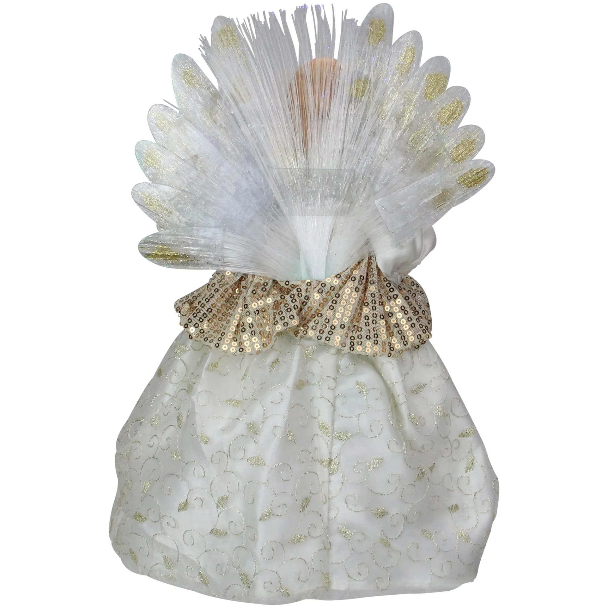 Kurt Adler Angels-12" Lighted Gold And Ivory Angel Tree Topper - Multicolor Fiber Optic Lights