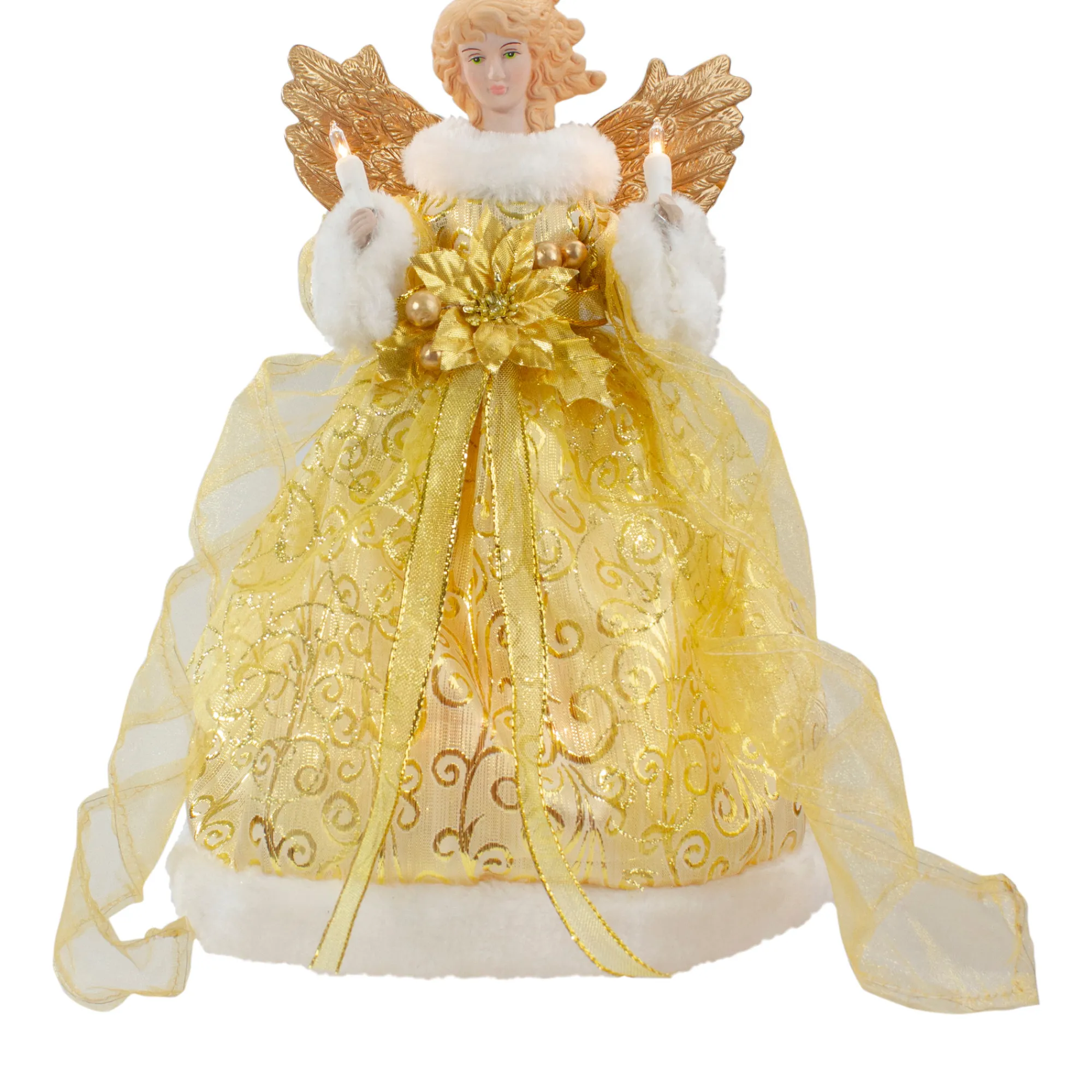 Northlight Angels-12" Lighted Gold Angel With Wings Christmas Tree Topper - Clear Lights