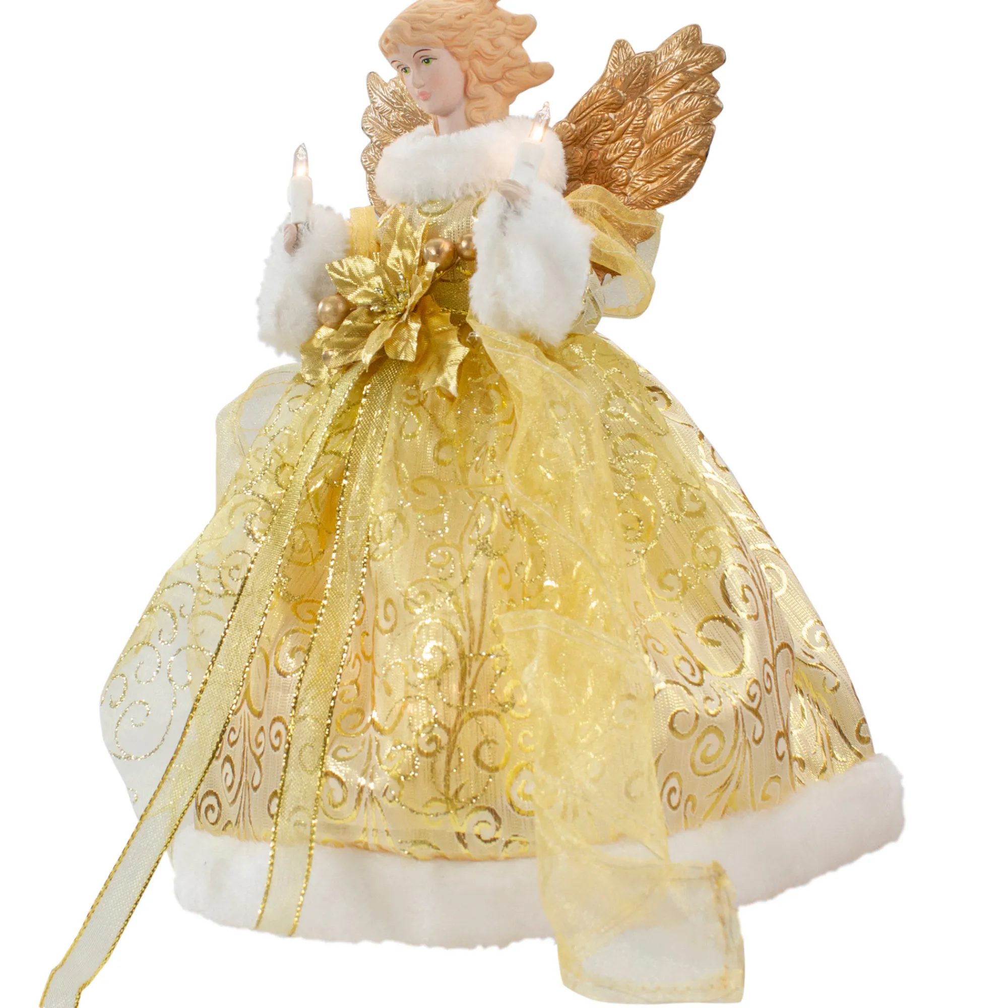 Northlight Angels-12" Lighted Gold Angel With Wings Christmas Tree Topper - Clear Lights