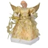 Kurt Adler Angels-12" Lighted Gold Angel With A Snowflakes Christmas Tree Topper - Clear Lights