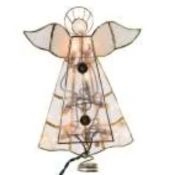 Kurt Adler Angels-9.75" Lighted Gold Capiz Angel Trumpeter Christmas Tree Topper - Clear Lights
