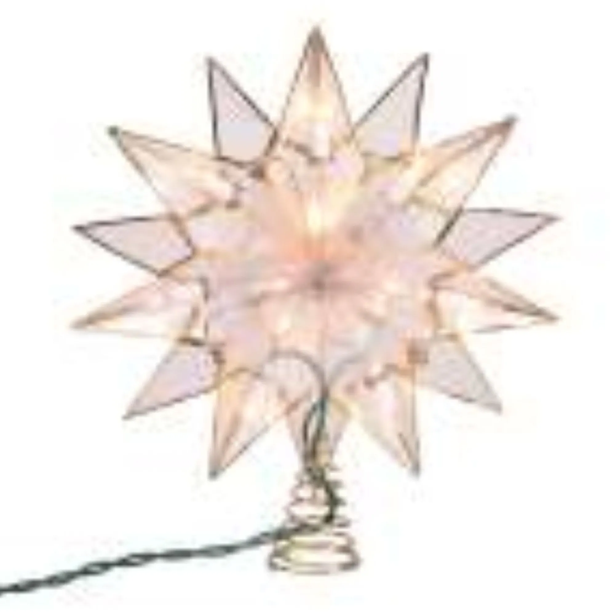 Kurt Adler Stars-8.5" Lighted Gold Double Tip Star Christmas Tree Topper - Clear Lights