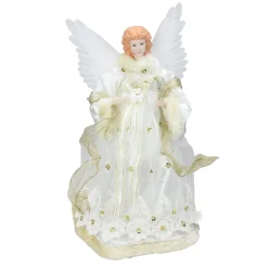 Kurt Adler Angels-16" Lighted Gold Fiber Optic Animated Porcelain Angel Christmas Tree Topper