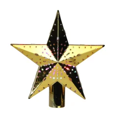Mr. Christmas Stars-11.5" Lighted Gold Kaleidoscope Christmas Tree Topper - Multicolor Led Lights
