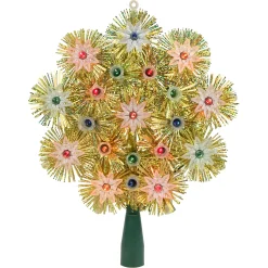 Northlight Stars-8" Lighted Gold Retro Tinsel Snowflake Christmas Tree Topper - Multi Lights