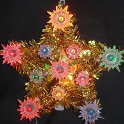 Hofert Stars-6.5" Lighted Gold Star Christmas Tree Topper - Multi-Color Lights - 32588818