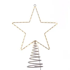 KSA Stars-10.25" Lighted Gold Star Christmas Tree Topper, Warm White Lights