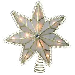Kurt Adler Stars-9.25'' Lighted Gold Star Loop Christmas Tree Topper - Clear Lights