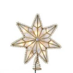 Kurt Adler Stars-9.25'' Lighted Gold Star Loop Christmas Tree Topper - Clear Lights