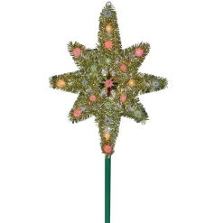 Northlight Stars-21" Lighted Gold Star Of Bethlehem Christmas Tree Topper - Multicolor Lights