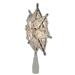 Northlight Stars-8" Lighted Gray 8 Point Star Christmas Tree Topper - Clear Lights