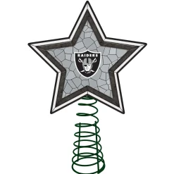 The Memory Company Stars-10" Lighted Gray And Black Star Nfl Oakland Raiders Mosaic Christmas Tree Topper