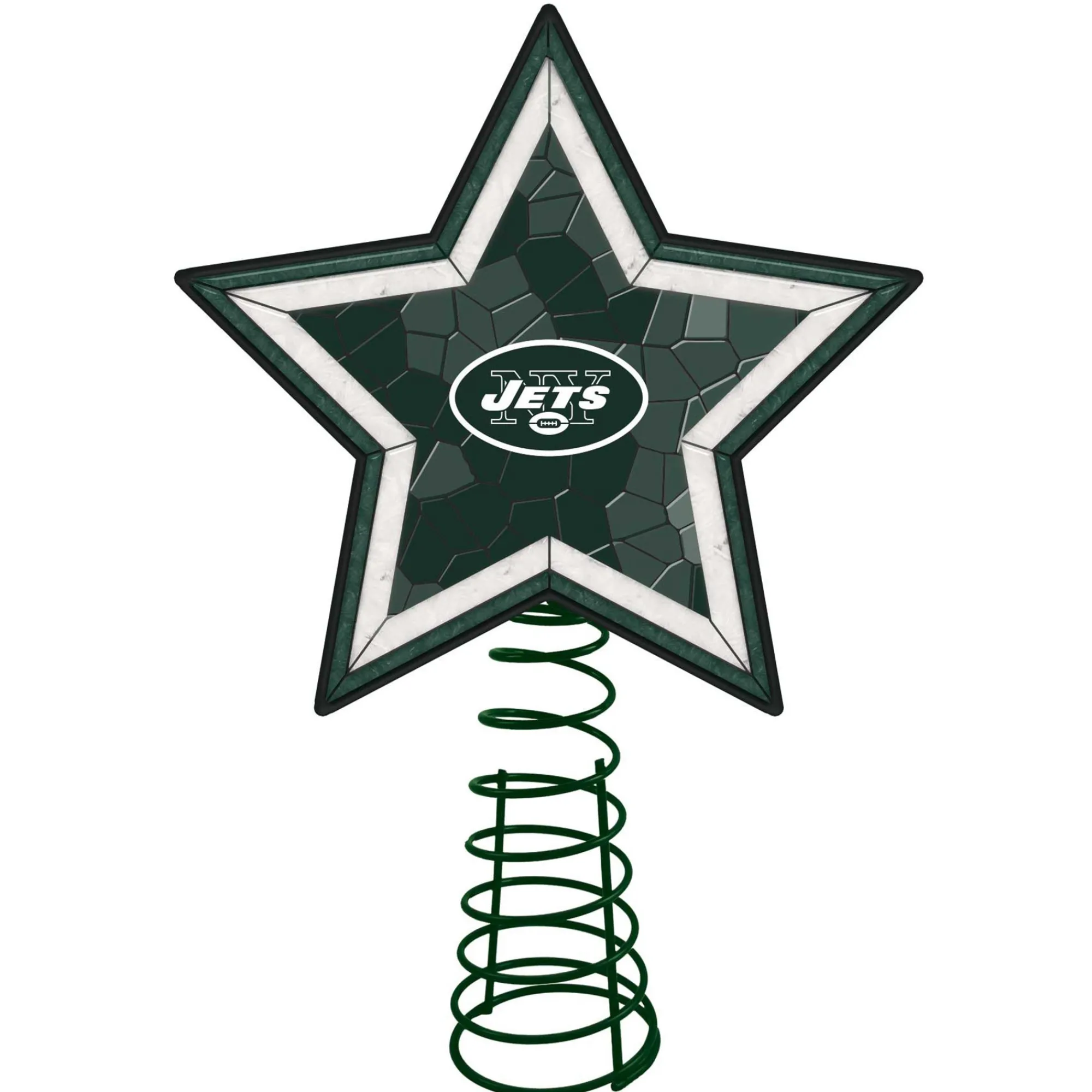 The Memory Company Stars-10" Lighted Green And White Star Nfl New York Jets Christmas Tree Topper