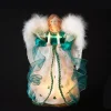 KSA Angels-12" Lighted Ivory And Green Irish Angel Tree Topper - Clear Lights