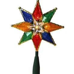 Northlight Stars-8" Lighted Multi Color 8-Point Star Christmas Tree Topper - Clear Lights